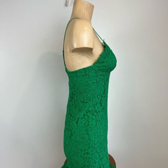 Bardot US 4 XS Emerald Green Lace Sleeveless Midi Dress Slit Bodycon Party - Picture 5 of 15